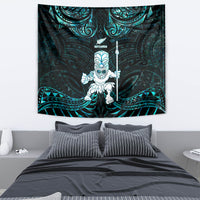 New Zealand Maori Taiaha Tapestry Tiki Warrior Paua Shell LT05 - Polynesian Pride