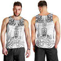 Custom New Zealand Maori Taiaha Men Tank Top Tiki Warrior White LT05 - Polynesian Pride