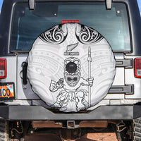 New Zealand Maori Taiaha Spare Tire Cover Tiki Warrior White LT05 - Polynesian Pride