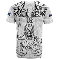 Custom New Zealand Maori Taiaha T Shirt Tiki Warrior White LT05 - Polynesian Pride