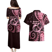 New Zealand Valentine Couples Matching Puletasi and Hawaiian Shirt Aroha Sweet Pink Piwakawaka LT05 - Polynesian Pride