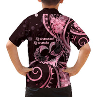 New Zealand Valentine Family Matching Off The Shoulder Long Sleeve Dress and Hawaiian Shirt Aroha Sweet Pink Piwakawaka LT05 - Polynesian Pride