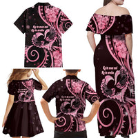 New Zealand Valentine Family Matching Off Shoulder Maxi Dress and Hawaiian Shirt Aroha Sweet Pink Piwakawaka LT05 - Polynesian Pride