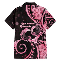 New Zealand Valentine Family Matching Short Sleeve Bodycon Dress and Hawaiian Shirt Aroha Sweet Pink Piwakawaka LT05 - Polynesian Pride