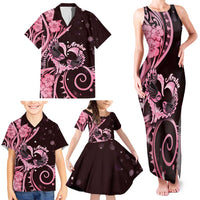 New Zealand Valentine Family Matching Tank Maxi Dress and Hawaiian Shirt Aroha Sweet Pink Piwakawaka LT05 - Polynesian Pride