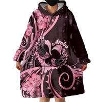 New Zealand Valentine Wearable Blanket Hoodie Aroha Sweet Pink Piwakawaka LT05 - Polynesian Pride