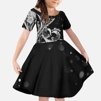 New Zealand Valentine Family Matching Mermaid Dress and Hawaiian Shirt Aroha Gray Piwakawaka LT05 Daughter's Dress Gray - Polynesian Pride