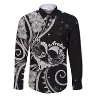 New Zealand Valentine Family Matching Puletasi and Hawaiian Shirt Aroha Gray Piwakawaka LT05 Dad's Shirt - Long Sleeve Gray - Polynesian Pride