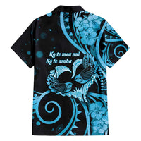New Zealand Valentine Family Matching Long Sleeve Bodycon Dress and Hawaiian Shirt Aroha Cyan Piwakawaka LT05 - Polynesian Pride