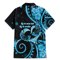 New Zealand Valentine Family Matching Mermaid Dress and Hawaiian Shirt Aroha Cyan Piwakawaka LT05 - Polynesian Pride