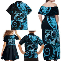 New Zealand Valentine Family Matching Off Shoulder Maxi Dress and Hawaiian Shirt Aroha Cyan Piwakawaka LT05 - Polynesian Pride