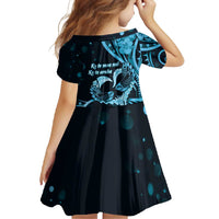 New Zealand Valentine Family Matching Summer Maxi Dress and Hawaiian Shirt Aroha Cyan Piwakawaka LT05 - Polynesian Pride