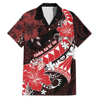 Personalised Hawaii Valentine Day Family Matching Mermaid Dress and Hawaiian Shirt Polynesian Hibiscus Art Style Red LT05 Dad's Shirt - Short Sleeve Red - Polynesian Pride