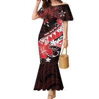 Personalised Hawaii Valentine Day Family Matching Mermaid Dress and Hawaiian Shirt Polynesian Hibiscus Art Style Red LT05 Mom's Dress Red - Polynesian Pride