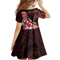 Personalised Hawaii Valentine Day Family Matching Off Shoulder Short Dress and Hawaiian Shirt Polynesian Hibiscus Art Style Red LT05 - Polynesian Pride