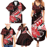 Personalised Hawaii Valentine Day Family Matching Summer Maxi Dress and Hawaiian Shirt Polynesian Hibiscus Art Style Red LT05 - Polynesian Pride