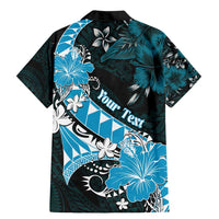 Personalised Hawaii Valentine Day Family Matching Mermaid Dress and Hawaiian Shirt Polynesian Hibiscus Art Style Turquoise LT05 - Polynesian Pride