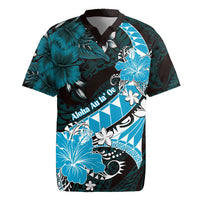 Personalised Hawaii Valentine Day Rugby Jersey Polynesian Hibiscus Art Style Turquoise LT05 Turquoise - Polynesian Pride