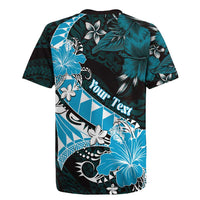 Personalised Hawaii Valentine Day Rugby Jersey Polynesian Hibiscus Art Style Turquoise LT05 - Polynesian Pride