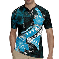 Personalised Hawaii Valentine Day Rugby Jersey Polynesian Hibiscus Art Style Turquoise LT05 - Polynesian Pride