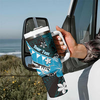 Personalised Hawaii Valentine Day Tumbler With Handle Polynesian Hibiscus Art Style Turquoise LT05 - Polynesian Pride