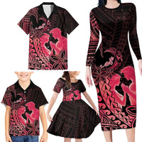 Alofa Samoa Valentine Red Family Matching Long Sleeve Bodycon Dress and Hawaiian Shirt Love Is The Greatest Thing LT05 - Polynesian Pride