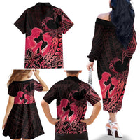 Alofa Samoa Valentine Red Family Matching Off The Shoulder Long Sleeve Dress and Hawaiian Shirt Love Is The Greatest Thing LT05 - Polynesian Pride