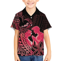 Alofa Samoa Valentine Red Family Matching Off The Shoulder Long Sleeve Dress and Hawaiian Shirt Love Is The Greatest Thing LT05 - Polynesian Pride
