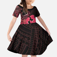 Alofa Samoa Valentine Red Family Matching Short Sleeve Bodycon Dress and Hawaiian Shirt Love Is The Greatest Thing LT05 Daughter's Dress Red - Polynesian Pride
