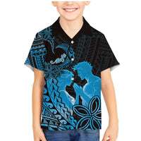 Alofa Samoa Valentine Blue Family Matching Mermaid Dress and Hawaiian Shirt Love Is The Greatest Thing LT05 Son's Shirt Blue - Polynesian Pride