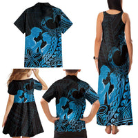 Alofa Samoa Valentine Blue Family Matching Tank Maxi Dress and Hawaiian Shirt Love Is The Greatest Thing LT05 - Polynesian Pride