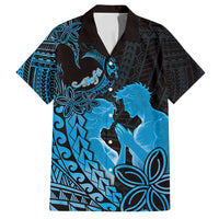 Alofa Samoa Valentine Blue Family Matching Tank Maxi Dress and Hawaiian Shirt Love Is The Greatest Thing LT05 Dad's Shirt - Short Sleeve Blue - Polynesian Pride