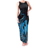 Alofa Samoa Valentine Blue Family Matching Tank Maxi Dress and Hawaiian Shirt Love Is The Greatest Thing LT05 Mom's Dress Blue - Polynesian Pride