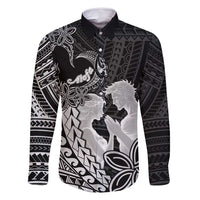 Alofa Samoa Valentine Black Family Matching Long Sleeve Bodycon Dress and Hawaiian Shirt Love Is The Greatest Thing LT05 Dad's Shirt - Long Sleeve Black - Polynesian Pride