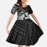 Alofa Samoa Valentine Black Family Matching Mermaid Dress and Hawaiian Shirt Love Is The Greatest Thing LT05 Daughter's Dress Black - Polynesian Pride