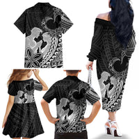 Alofa Samoa Valentine Black Family Matching Off The Shoulder Long Sleeve Dress and Hawaiian Shirt Love Is The Greatest Thing LT05 - Polynesian Pride