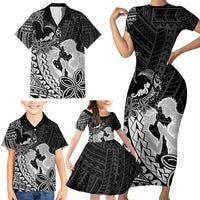 Alofa Samoa Valentine Black Family Matching Short Sleeve Bodycon Dress and Hawaiian Shirt Love Is The Greatest Thing LT05 - Polynesian Pride