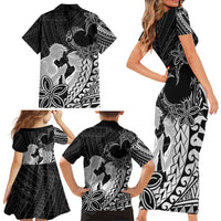 Alofa Samoa Valentine Black Family Matching Short Sleeve Bodycon Dress and Hawaiian Shirt Love Is The Greatest Thing LT05 - Polynesian Pride