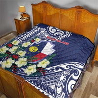 Wake Island Quilt Tribal Pattern With Hibiscus Flowers