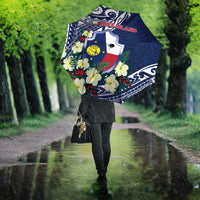 Wake Island Umbrella Tribal Pattern With Hibiscus Flowers
