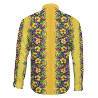 Aloha Hawaii Mardi Gras Family Matching Summer Maxi Dress and Hawaiian Shirt Gold Style