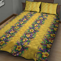 Aloha Hawaii Mardi Gras Quilt Bed Set Gold Style