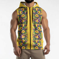 Aloha Hawaii Mardi Gras Sleeveless Zip Hoodie Gold Style