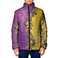 Hawaii Mardi Gras Padded Jacket Plumeria Lei Beads Glitter Style