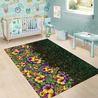 Hawaii Mardi Gras Area Rug Tropical Flowers Glitter Style