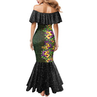 Hawaii Mardi Gras Mermaid Dress Tropical Flowers Glitter Style