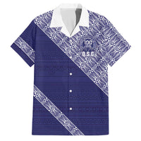 Tonga Queen Salote College Family Matching Off Shoulder Maxi Dress and Hawaiian Shirt 100 Years Anniversary Navy Color LT05 Dad's Shirt - Short Sleeve Navy - Polynesian Pride