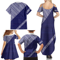 Tonga Queen Salote College Family Matching Summer Maxi Dress and Hawaiian Shirt 100 Years Anniversary Navy Color LT05 - Polynesian Pride