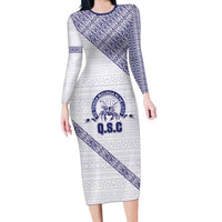 Tonga Queen Salote College Family Matching Long Sleeve Bodycon Dress and Hawaiian Shirt 100 Years Anniversary White Color LT05 Mom's Dress White - Polynesian Pride