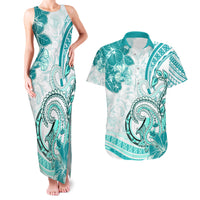 Polynesia Paisley Couples Matching Tank Maxi Dress and Hawaiian Shirt Mix Teal Polynesian Pattern LT05 Teal - Polynesian Pride